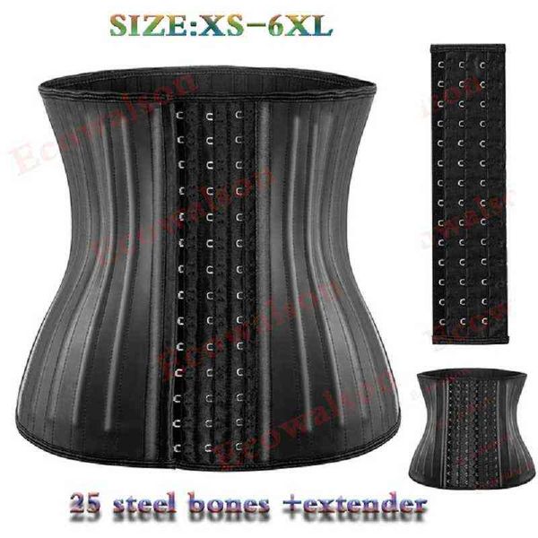xxxs-6xl 25 steel bone waist trainer for women corset cincher body shaper girdle trimmer with steel bones and extender t220805